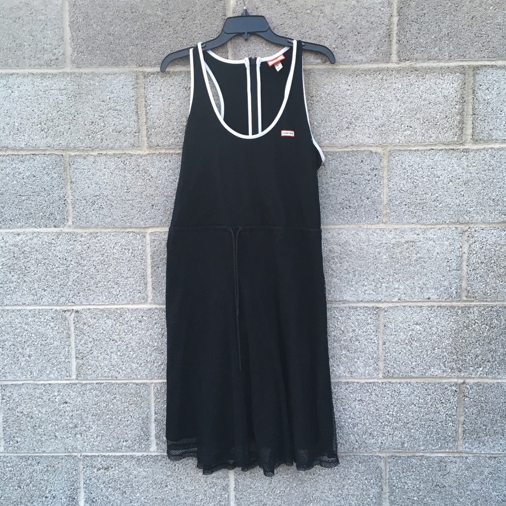 Hunter x Target Medium Swim Coverup Dress Black Mesh A-Line Drawstring Racerback